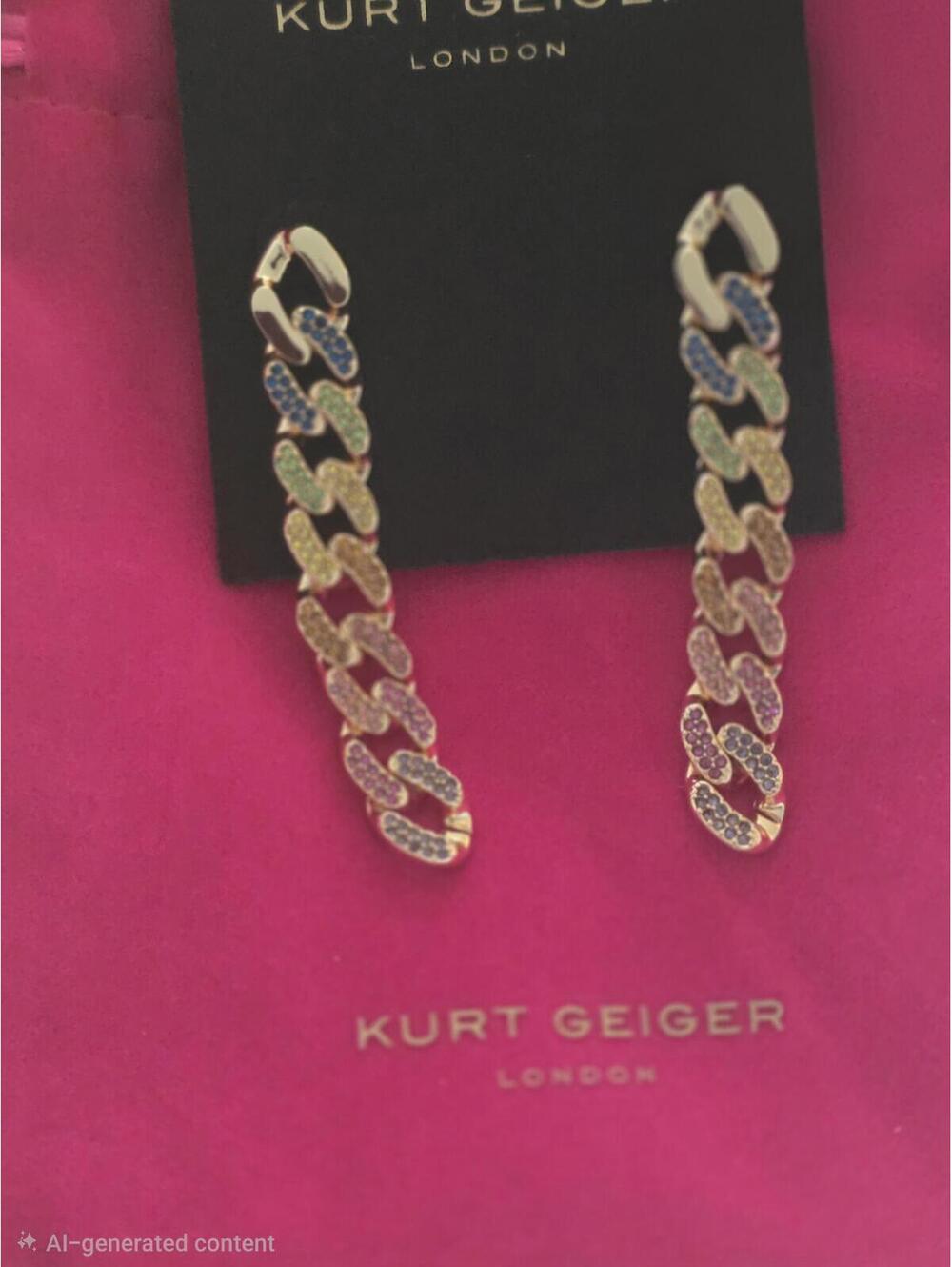 Kurt Geiger London Rainbow Chain Link Drop Earrings - Picture 3 of 4
